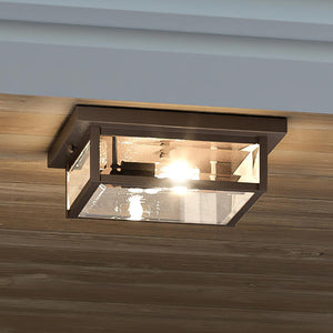 An Urban Ambiance unique outdoor lighting fixture with a glass shade.