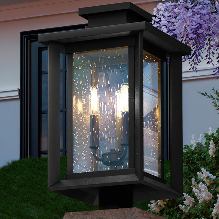 UQL1640 Craftsman Outdoor Post Light 19.25''H x 10.75''W, Natural Black Finish, Peacehaven Collection