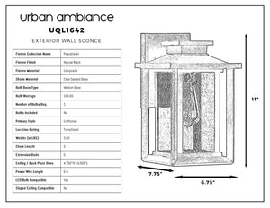 Black and white diagram of Urban Ambiance's UQL1642 Craftsman Outdoor Wall Sconce (Peacehaven Collection, 11