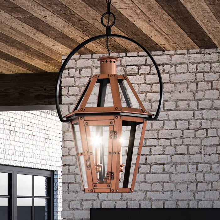 UQL1703 Rustic Outdoor Pendant, 24''H x 11''W, Rustic Copper Finish, Summerville Collection