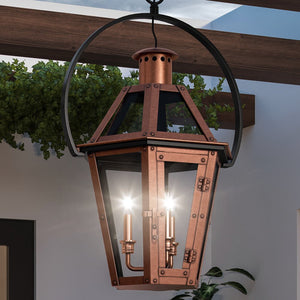 Urban Ambiance - Pendant - UQL1704 Rustic Outdoor Pendant, 28''H x 13''W, Rustic Copper Finish, Summerville Collection -