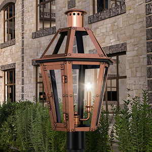 Urban Ambiance - Post Light - UQL1705 Rustic Outdoor Post Light, 25''H x 13''W, Rustic Copper Finish, Summerville Collection -