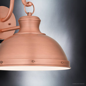 Urban Ambiance - Wall Sconce - UQL1711 Modern Farmhouse Outdoor Wall Sconce, 14''H x 15''W, Rustic Copper Finish, Clemson Collection -