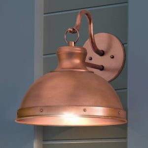 Urban Ambiance - Wall Sconce - UQL1711 Modern Farmhouse Outdoor Wall Sconce, 14''H x 15''W, Rustic Copper Finish, Clemson Collection -