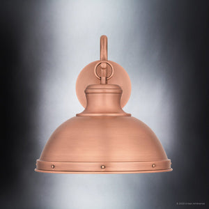 Urban Ambiance - Wall Sconce - UQL1711 Modern Farmhouse Outdoor Wall Sconce, 14''H x 15''W, Rustic Copper Finish, Clemson Collection -