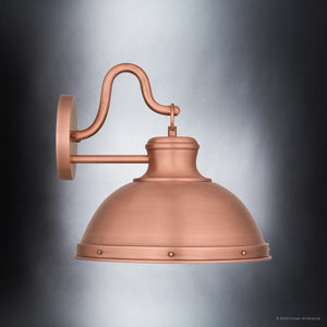 Urban Ambiance - Wall Sconce - UQL1711 Modern Farmhouse Outdoor Wall Sconce, 14''H x 15''W, Rustic Copper Finish, Clemson Collection -