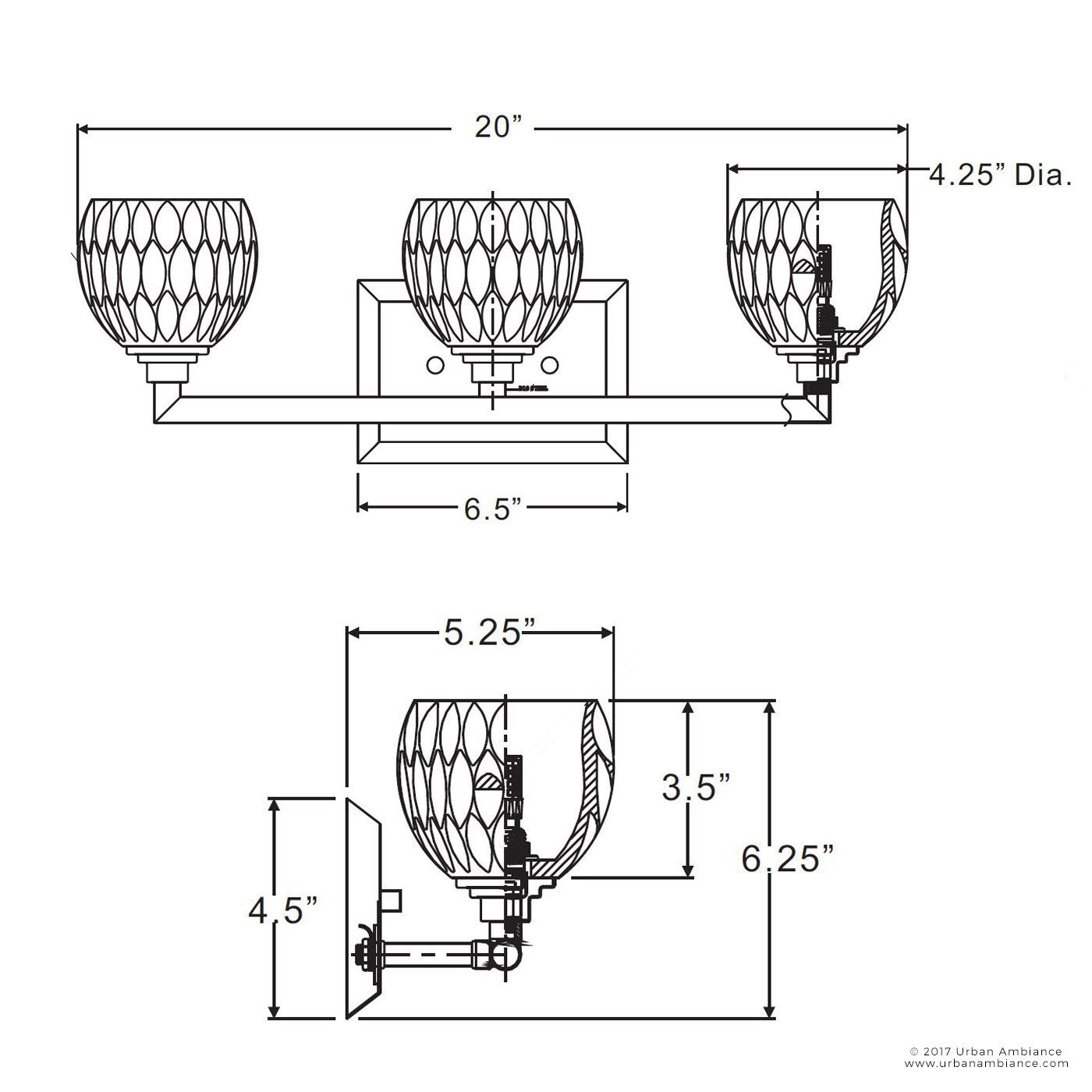 UQL2621 Traditional Bathroom Vanity Light, 6.25