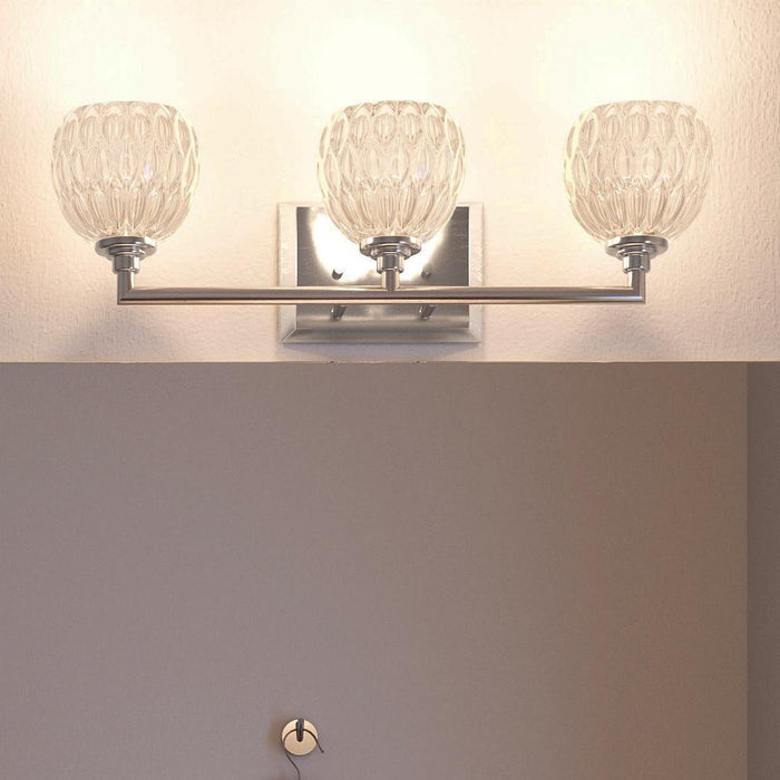 UQL2621 Crystal Bathroom Vanity Light, 6.25"H x 20"W, Brushed Nickel Finish, Naples Collection