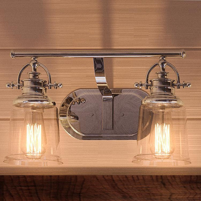 UQL2880 Industrial Bathroom Vanity Light, 9.5"H x 16"W, Polished Chrome Finish, Salford Collection