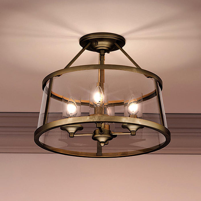 UQL3650 Traditional Ceiling 14.5''H x 16''W, Rustic Brass Finish, Guildford Collection