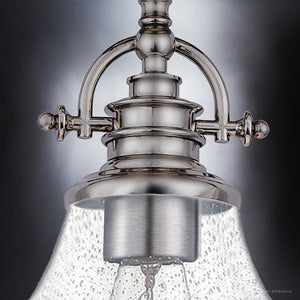 A beautiful Urban Ambiance luxury light fixture with a glass shade, UQL3661 Traditional Pendant 9.5''H x 8''W, Brushed Nickel Finish, Pasadena Collection