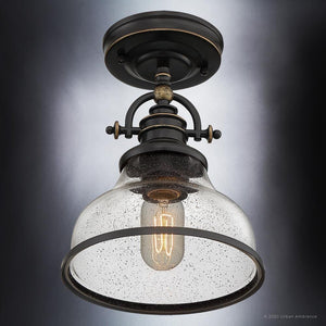 An Urban Ambiance Pasadena Collection semi-flush luxury light fixture with a glass shade.