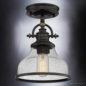 A beautiful lighting fixture, the UQL3662 Traditional Ceiling 10.5''H x 8''W Parisian Bronze Finish from the Pasadena Collection by Urban Ambiance boasts a clear