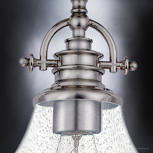 A unique Urban Ambiance UQL3663 Traditional Ceiling 10.5''H x 8''W light fixture with a glass shade, Brushed Nickel Finish, Pasadena Collection.
