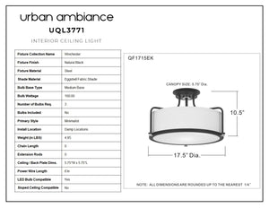 Urban Ambiance - UQL3771 Minimalist Ceiling 10.5''H x 17.5''W, Natural Black Finish, Winchester Collection - luxury ceiling light.