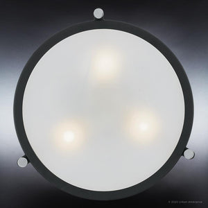 An UQL3771 Minimalist Ceiling 10.5''H x 17.5''W, Natural Black Finish, Winchester Collection ceiling light with three lights made by Urban Ambiance is a