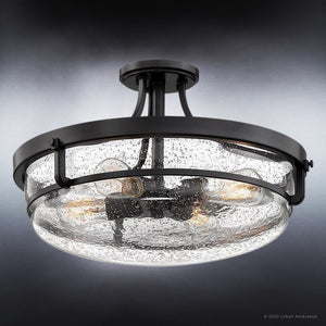 A unique lighting fixture, the UQL3782 Coastal Ceiling 12''H x 19''W, Parisian Bronze Finish, Andover Collection semi-flush mount by Urban Ambiance.