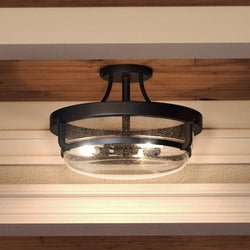 A beautiful Urban Ambiance lighting fixture with a UQL3783 Coastal Ceiling 10.25''H x 14.5''W, Parisian Bronze Finish, Andover Collection round
