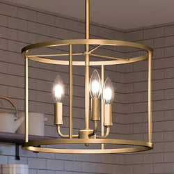 A unique, luxury UQL3793 Modern Farmhouse pendant lamp hanging over a kitchen counter.