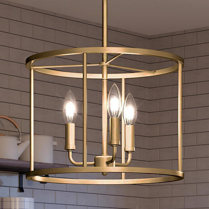 UQL3793 Modern Farmhouse Chandelier 18''H x 14''W, Olde Brass Finish, Bideford Collection