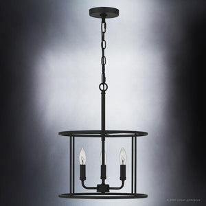 Urban Ambiance - Chandelier - UQL3794 Modern Farmhouse Chandelier 18''H x 14''W, Matte Black Finish, Bideford Collection -