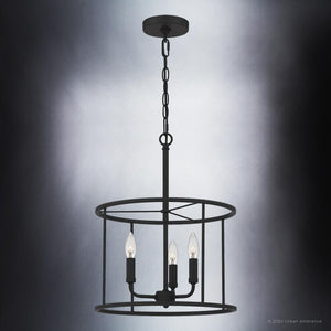 A beautiful Urban Ambiance UQL3794 Modern Farmhouse Chandelier with three luxurious lights hanging from it.