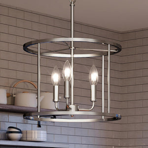 An Urban Ambiance UQL3795 Modern Farmhouse Chandelier, a unique lighting fixture hanging over a kitchen counter.