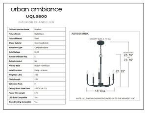 Urban Ambiance - UQL3800 Modern Farmhouse Chandelier, unique lighting.