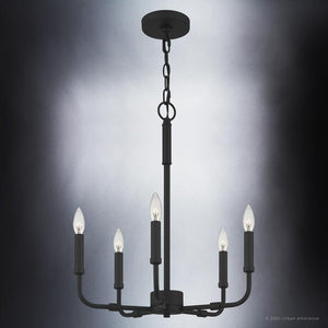A gorgeous, unique Urban Ambiance UQL3800 Modern Farmhouse Chandelier 21.25''H x 18''W with four candle lights.