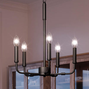 A beautiful lighting fixture, the Urban Ambiance UQL3800 Modern Farmhouse Chandelier 21.25''H x 18''W, adds elegance to any dining room table.