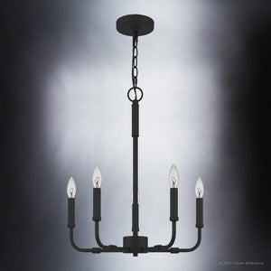 A beautiful Urban Ambiance UQL3800 Modern Farmhouse Chandelier with three candle lights.