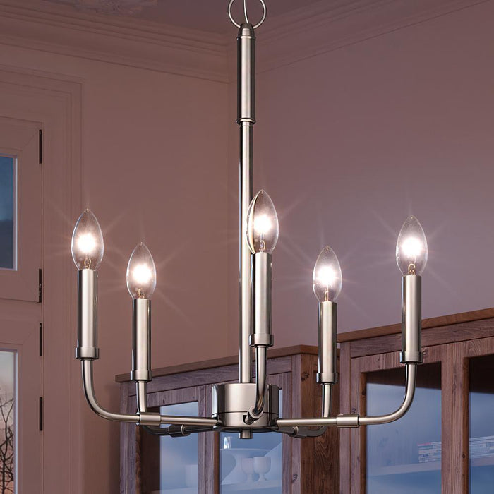 UQL3801 Modern Farmhouse Chandelier 21.25''H x 18''W, Polished Chrome Finish, Bideford Collection