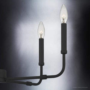 A luxury lighting fixture - the Urban Ambiance UQL3803 Modern Farmhouse Chandelier 25.25''H x 24''W, Matte Black Finish, Bideford Collection with three