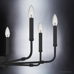 Gorgeous lighting fixture featuring four unique UQL3806 Modern Farmhouse Chandelier lights in an Urban Ambiance black chandelier.