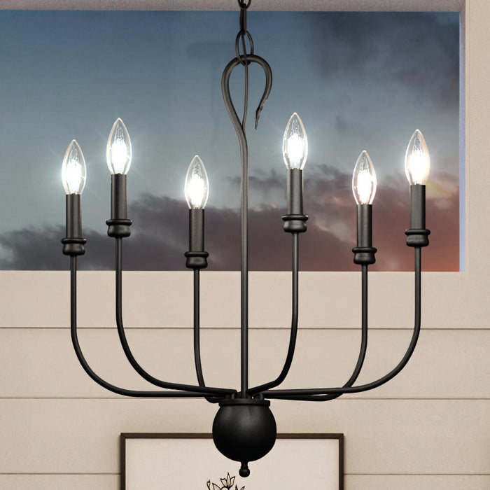 UQL3825 Classic Chandelier 26''H x 22''W, Matte Black Finish, Newquay Collection