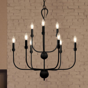 A beautiful lighting fixture, the UQL3826 Classic Chandelier 31.5''H x 27''W from the Newquay Collection by Urban Ambiance hangs from a brick