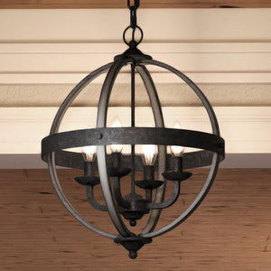 An UQL3853 Old World Chandelier with three lights hanging from it, a beautiful lighting fixture.