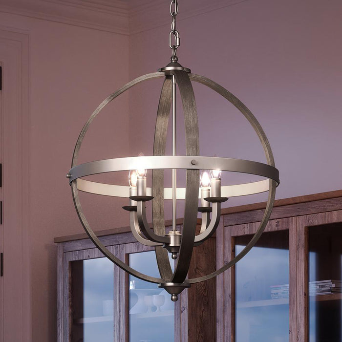 UQL3854 Old World Chandelier 19.75''H x 16.75''W, Brushed Nickel Finish, Blackburn Collection