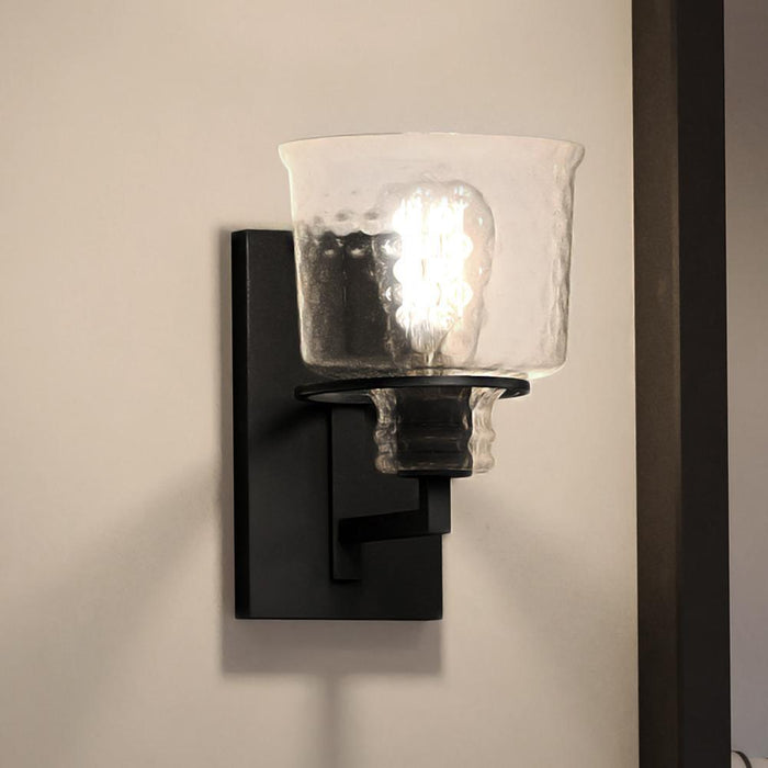 UQL3860 Contemporary Wall Sconce 9.25''H x 6''W, Natural Black Finish, Ivybridge Collection