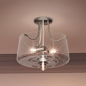 A UQL3872 Southhampton Collection ceiling light fixture with a glass shade by Urban Ambiance, featuring a beautiful polished nickel finish.