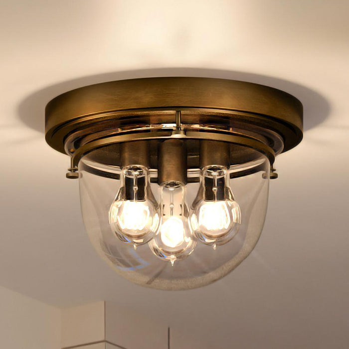 UQL3940 Colonial Ceiling 9.5''H x 13''W, Rustic Brass Finish, Chester Collection