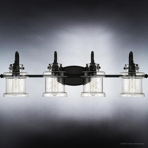 Four beautiful lighting fixtures with clear glass shades, from the Urban Ambiance Wrexham Collection.