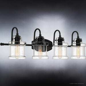 Beautiful Farmhouse Bath Fixtures with glass shades from the Urban Ambiance Wrexham Collection.