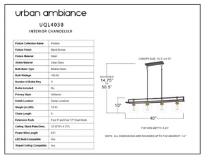 Urban Ambiance UQL4030 Utilitarian Chandelier 10''H x 40''W, Black Bronze Finish, Preston Collection - beautiful lighting fixture.