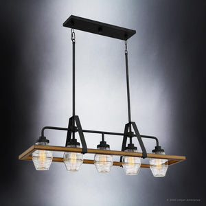 A beautiful and unique lighting fixture, the UQL4052 Farmhouse Chandelier from the Kendal Collection by Urban Ambiance features an Ash Black Finish and measures 14.25''H