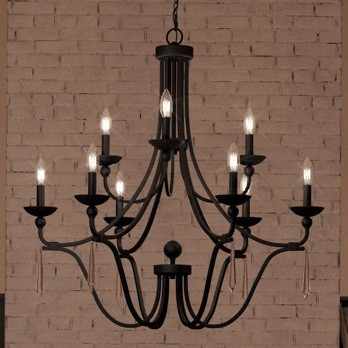 UQL4073 Traditional Chandelier 31''H x 32''W, Parisian Bronze Finish, Ayr Collection
