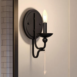 A gorgeous black Traditional Wall Sconce 14.5''H x 5''W lamp from the Ayr Collection by Urban Ambiance.
