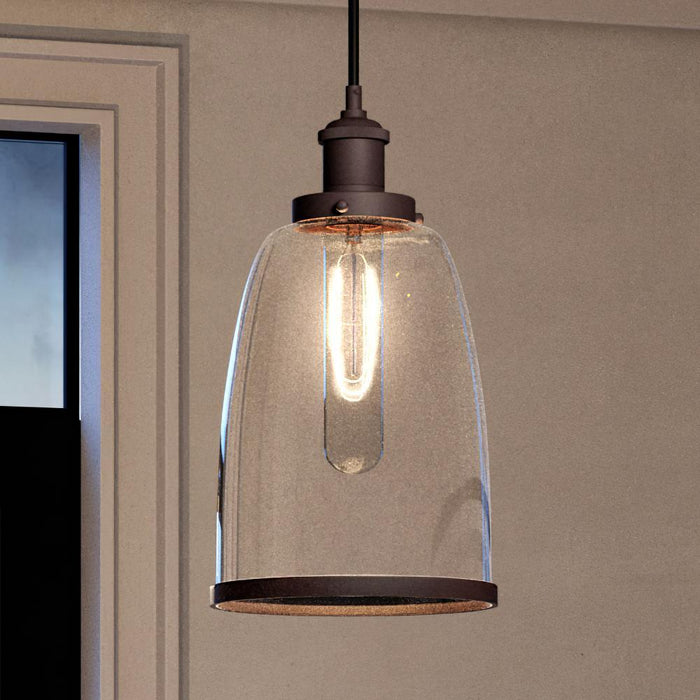 UQL4082 Transitional Pendant 13.5''H x 8''W, Black Bronze Finish, Wyndford Collection