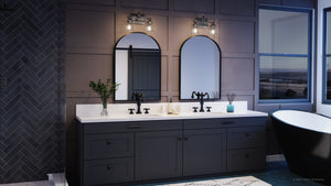 A beautiful image of a bathroom with a UQL4115 Traditional Bath Fixture 10''H x 15''W, Brushed Nickel Finish, Edinburgh Collection by Urban Ambiance.