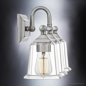 Three UQL4118 Traditional Bath Fixtures with gorgeous Edinburgh Collection clear glass bulbs by Urban Ambiance.